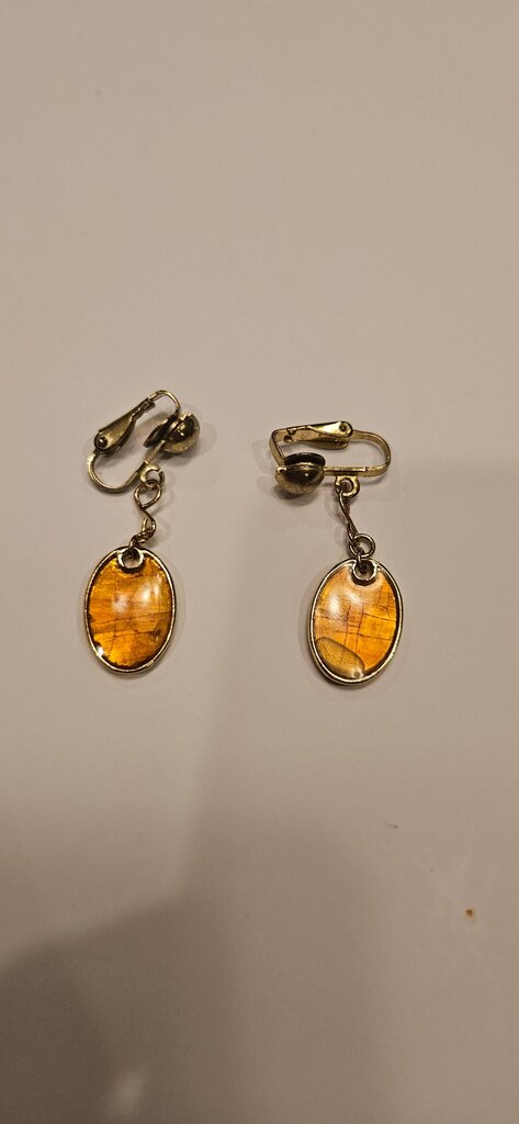 Gold Earrings with Amber Accents