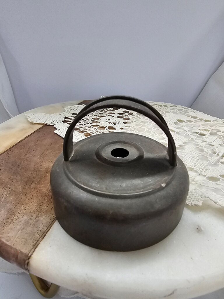 Primitive Tin Doughnut Cutter, Rolled Edge Strap Handle, Very Old Kitchen Tool