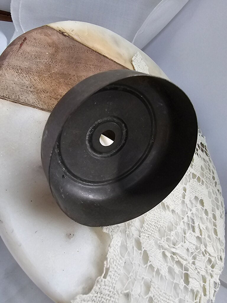 Primitive Tin Doughnut Cutter, Rolled Edge Strap Handle, Very Old Kitchen Tool