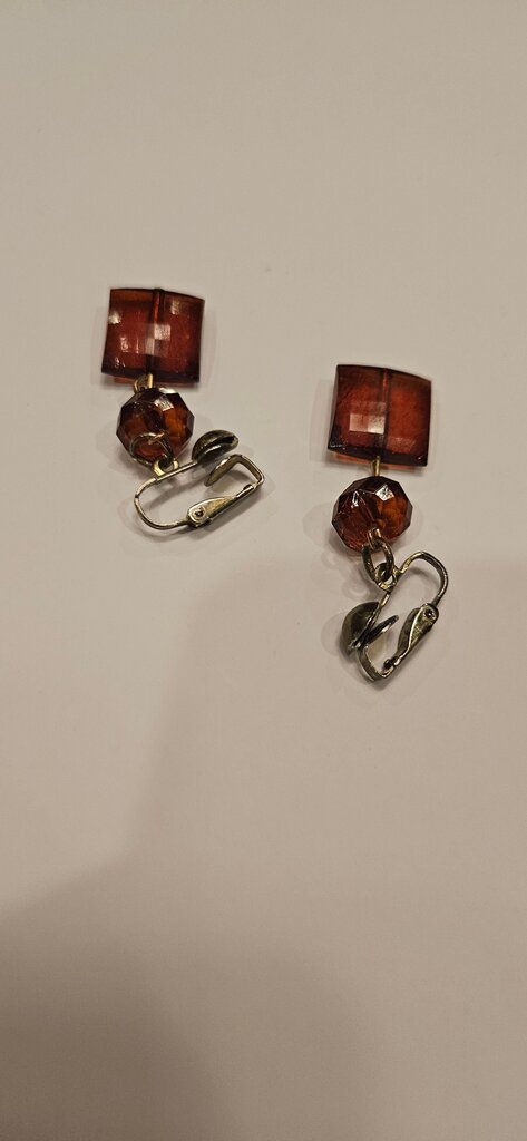 Vintage Amber Dangle Earrings