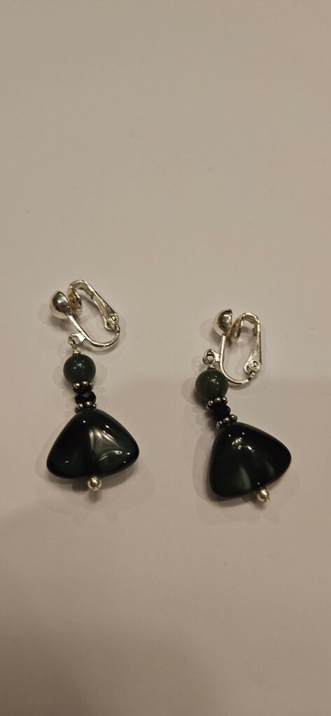Green Gemstone Drop Earrings