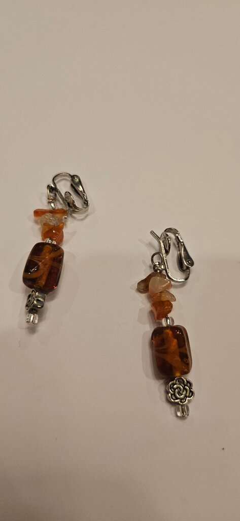 Amber and Silver Earrings