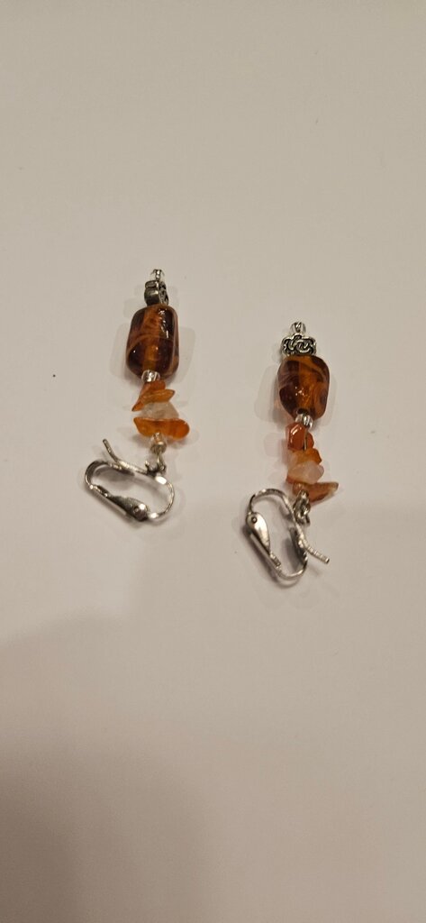 Amber and Silver Earrings