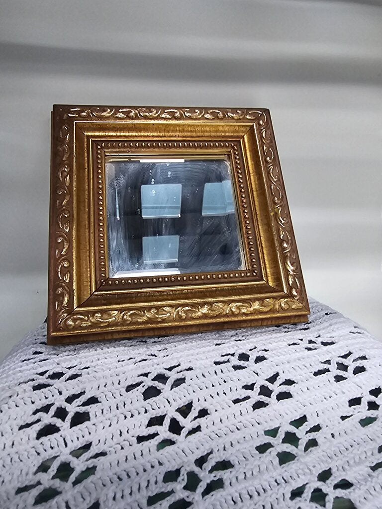 Ornate Gold Square Beveled Glass Mirror in Gold Ornate Custom Frame