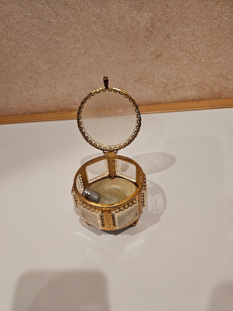 Vintage Gold and Glass Jewelry Box