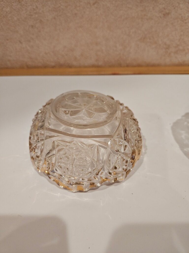 Vintage Crystal Bowl Set with Gold Trim