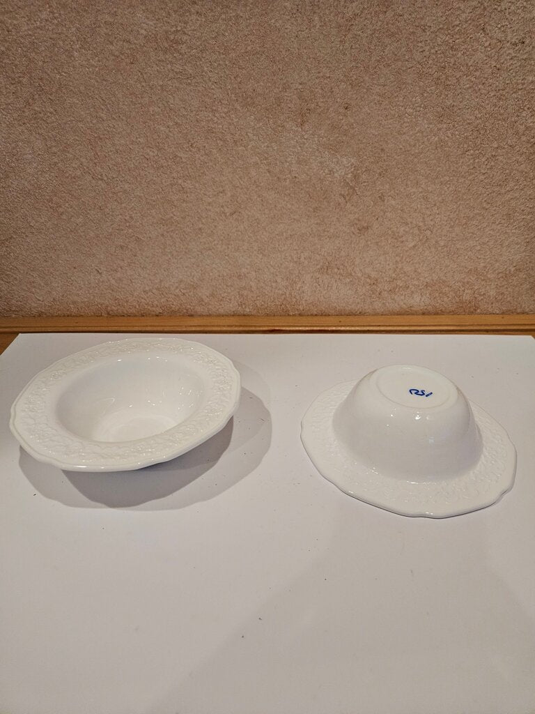 Vintage White Porcelain Bowl and Saucer Set