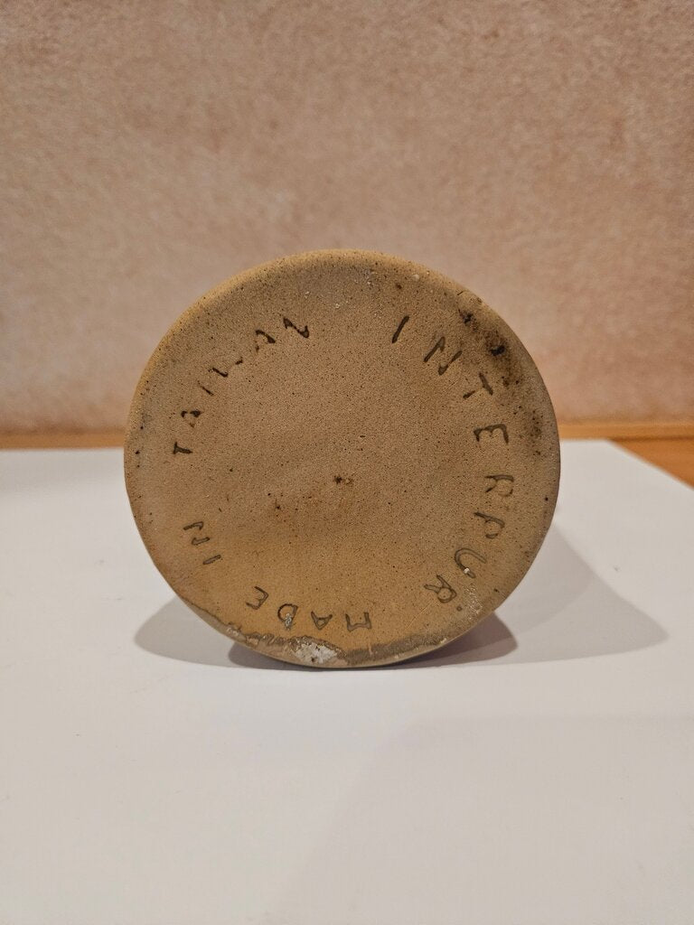 Ceramic utensil container with Brown and Beige Glaze