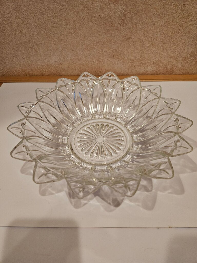 Vintage 1950s Federal Pressed Petal Flower Glass - Serving Bowl