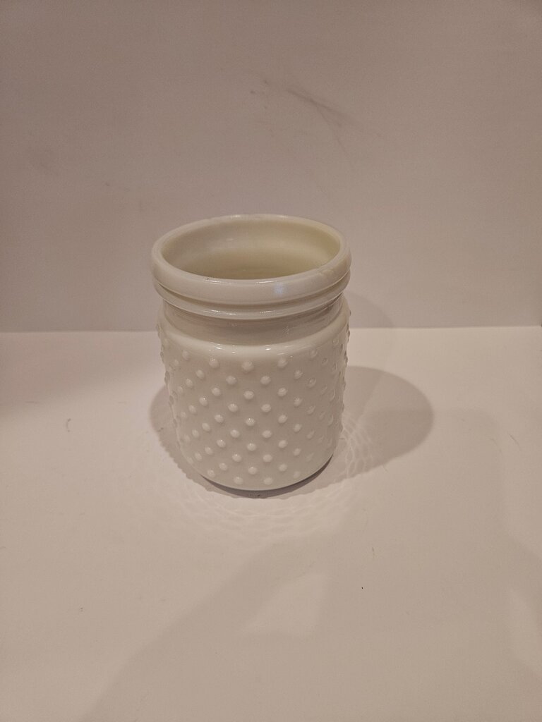 Vintage Milk Glass Hobnail Pattern Design Storage Jar