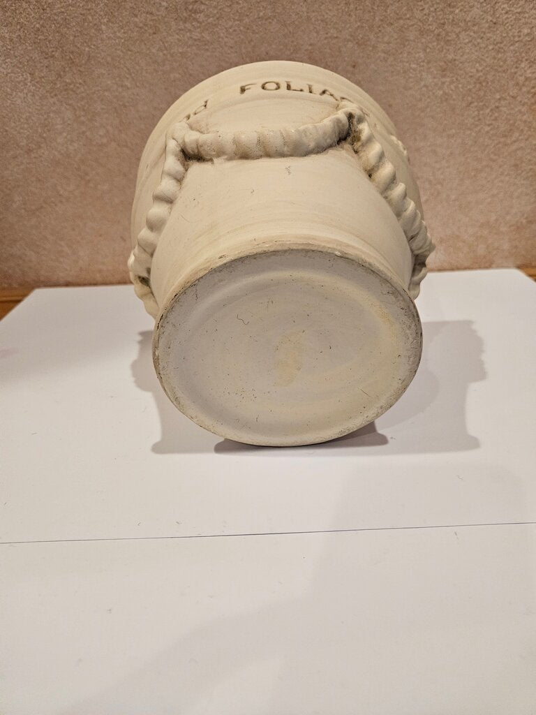 Ceramic Flower Pot with Embossed Text
