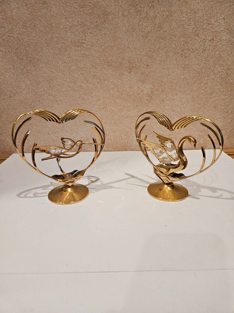 Vintage Gold Swan Figurine Set