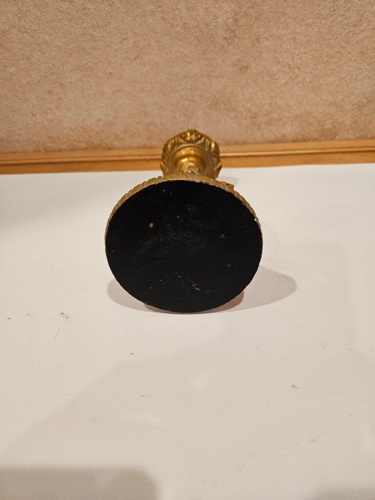 Vintage Gold Candle Holder with Cross Design