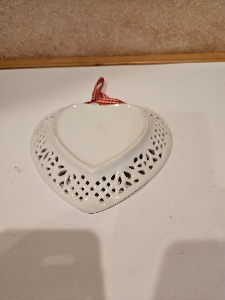 Heart Shaped Decorative Dish with Red Ribbon