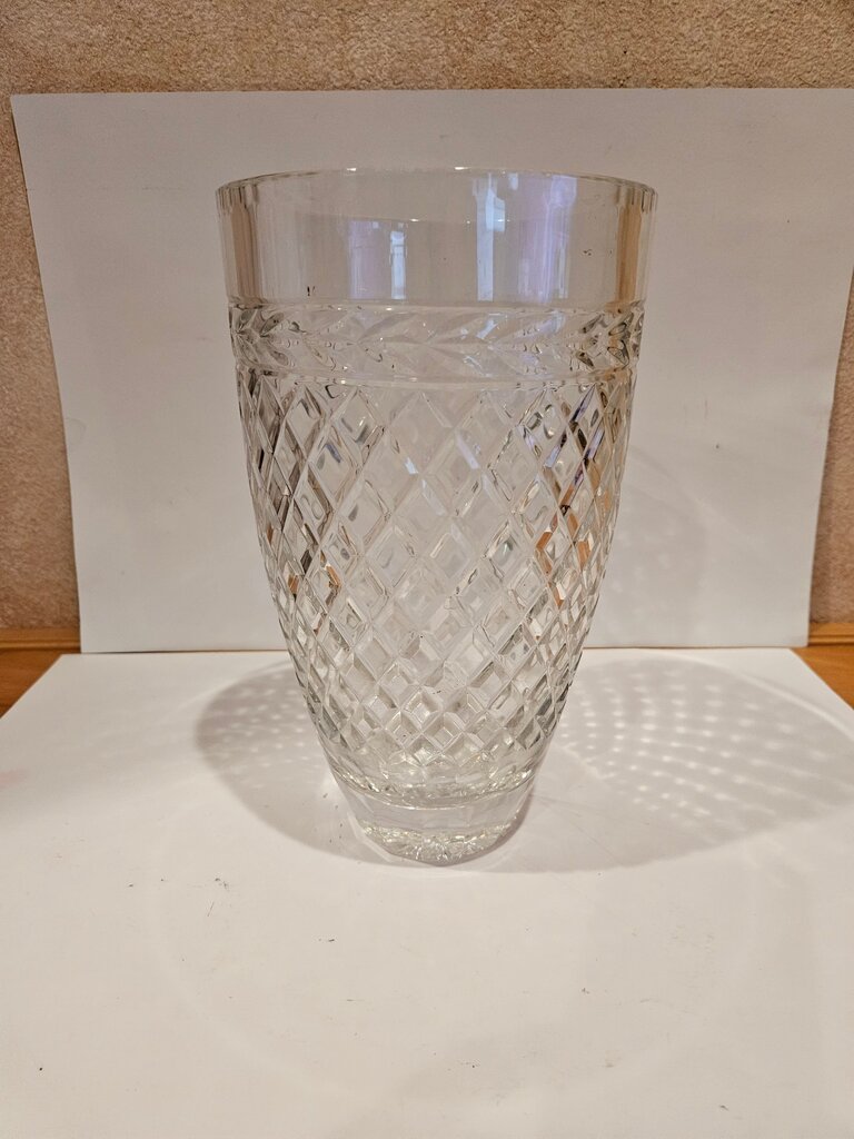 Vintage Heavy, Tall, Crystal Cut Glass Vase