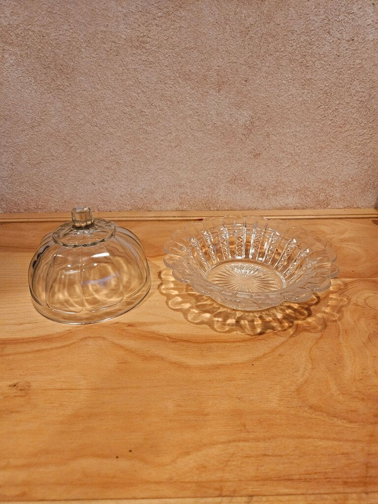Glass Pumpkin Candy Dish with Lid