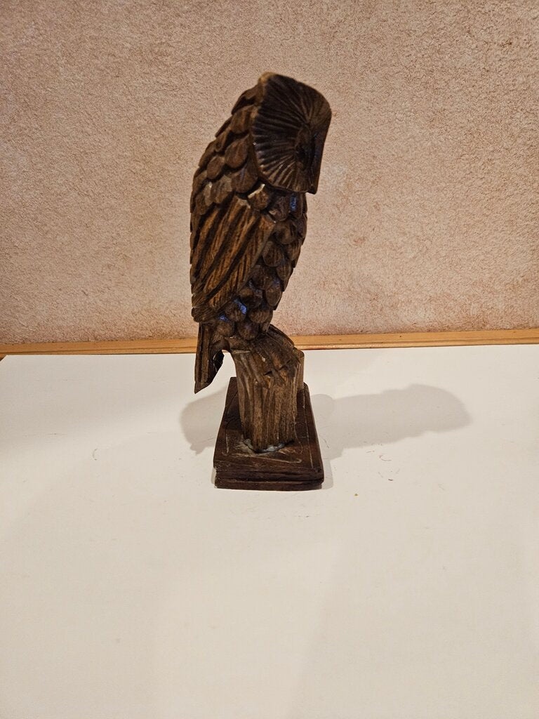Wooden Owl Figurine Pen Holder
