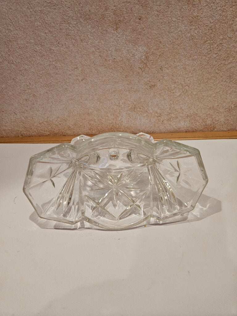 Vintage Anchor Hocking Early American Prescut Star of David Vintage Double Candle Holder, Crystal Glass