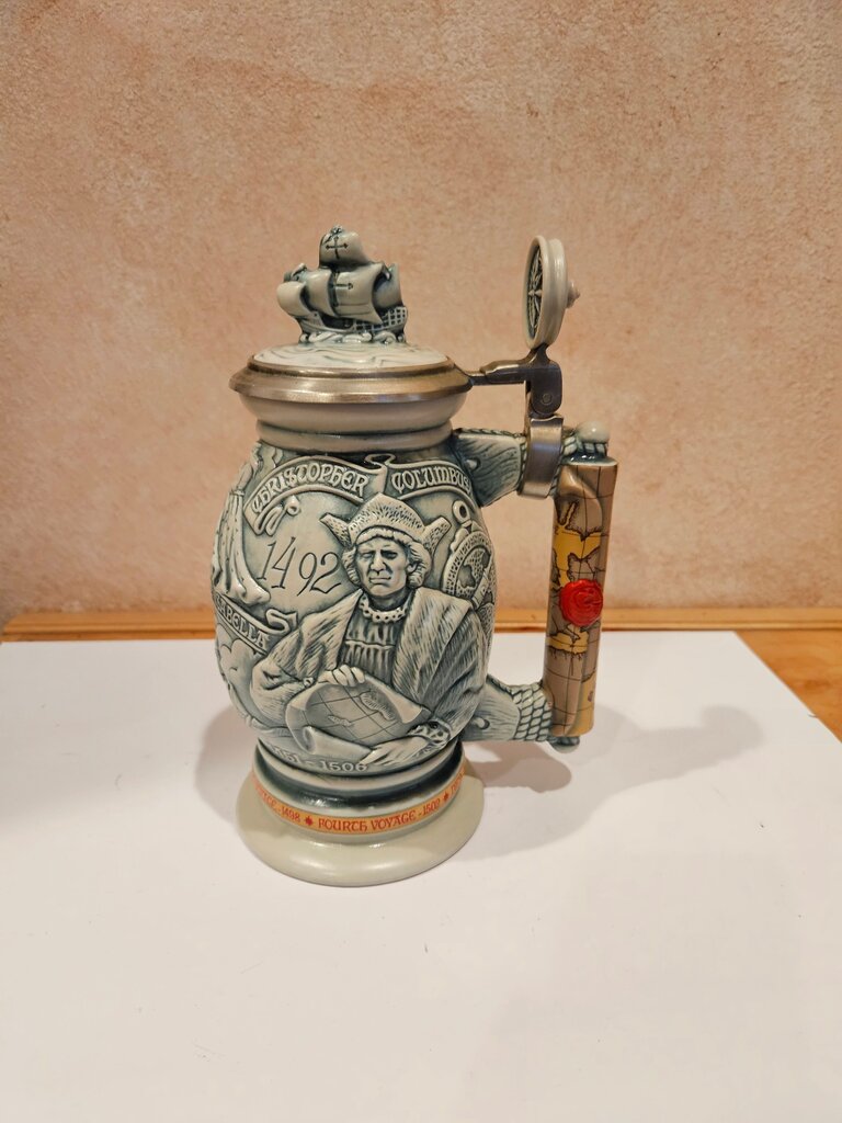 Vintage 1992 Avon Lidded Beer Stein Christopher Columbus New World