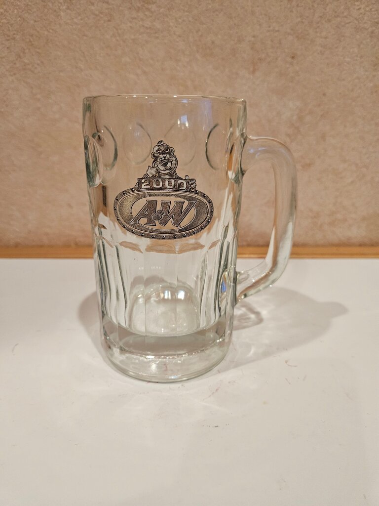 Vintage 2000 A&W ROOT BEER MUG 16 oz. Heavy Glass. 7"
