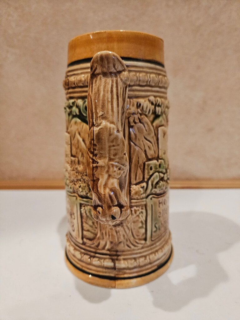 vintage Ceramic Beer Stein with Couple Design