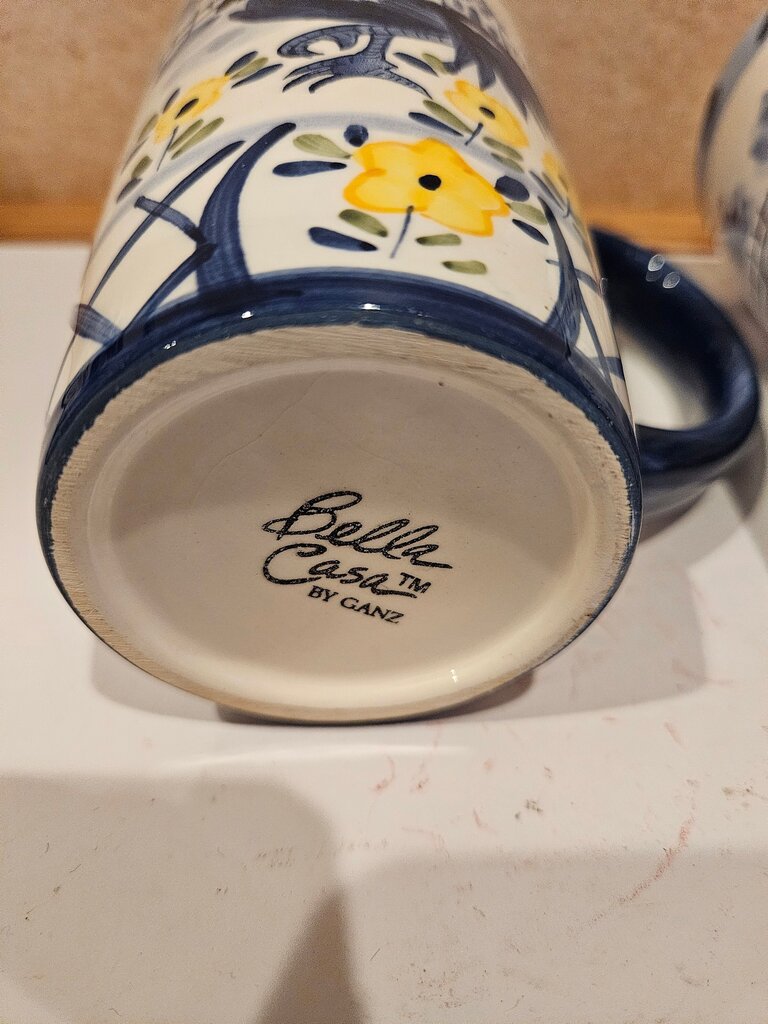 Bella Casa™ Blue and Yellow Floral Mugs