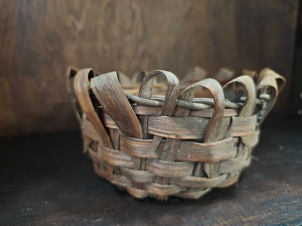 Small Split Cane Basket Natural Fiber AS IS