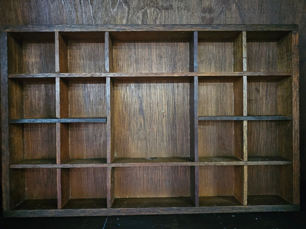 Vintage Wooden Display Shelf Multi Compartment Wooden Shelf-Crystal Display Shelf- Curio Cabinet- Knick Knack Display - Printer Tray -Figure Organizer Display
