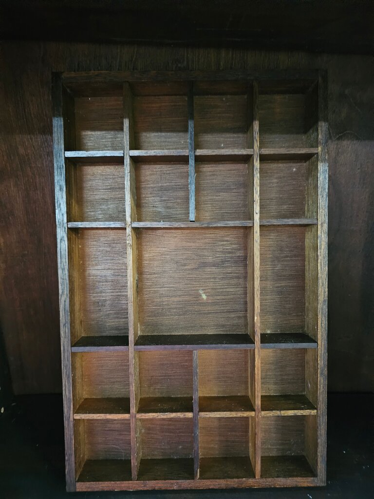 Vintage Wooden Display Shelf Multi Compartment Wooden Shelf-Crystal Display Shelf- Curio Cabinet- Knick Knack Display - Printer Tray -Figure Organizer Display