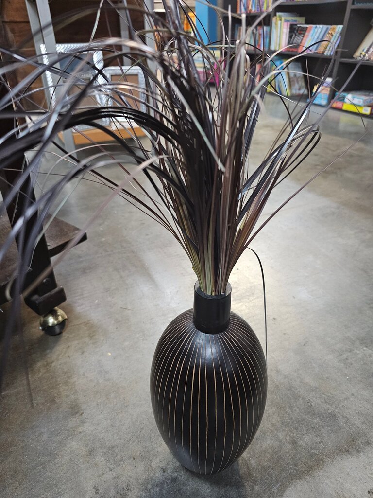 Decorative wooden carved Striped Vase