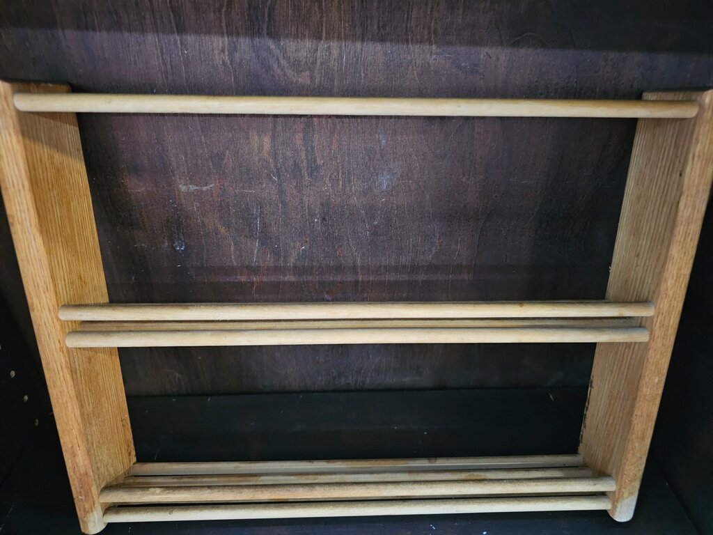 Vintage Classic Wooden dowel rod shelf/spice rack/container holder