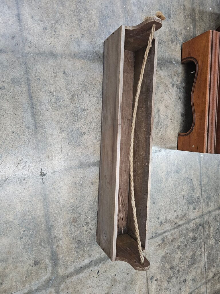 Rustic Wooden Wall Planter with Rope Handle