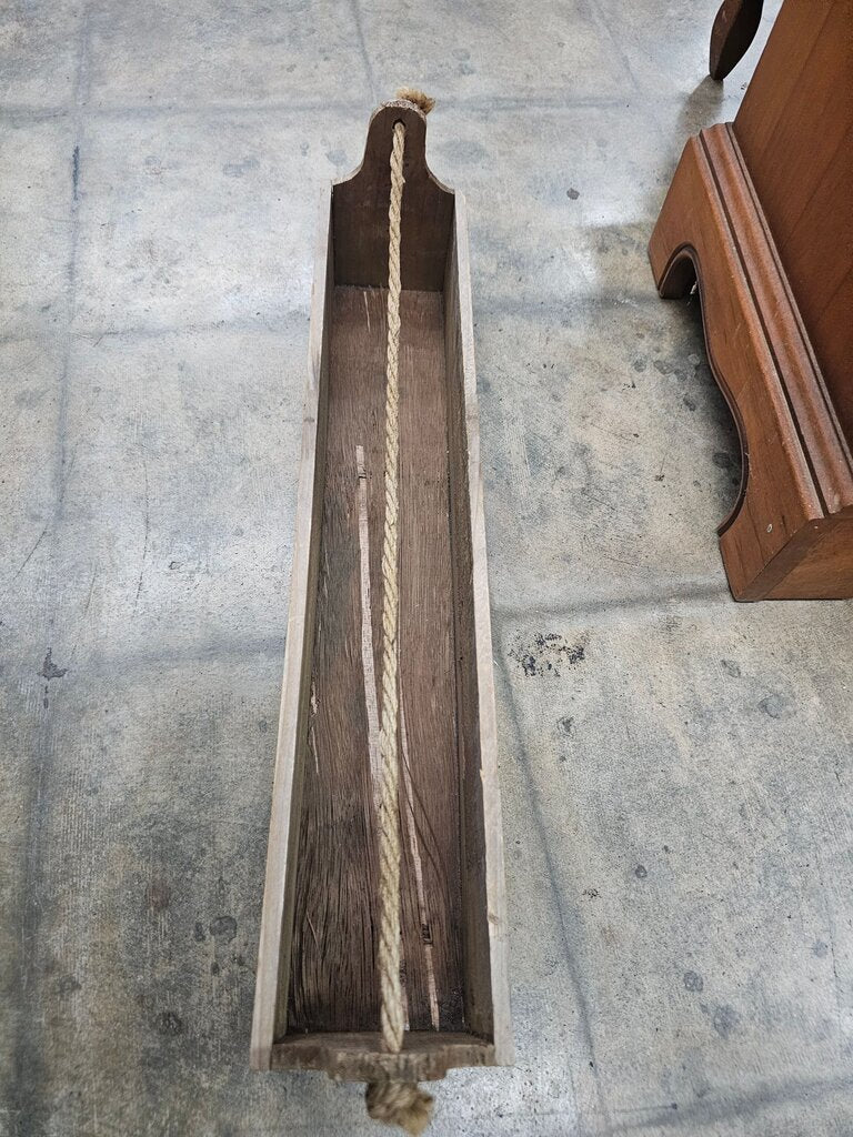 Rustic Wooden Wall Planter with Rope Handle