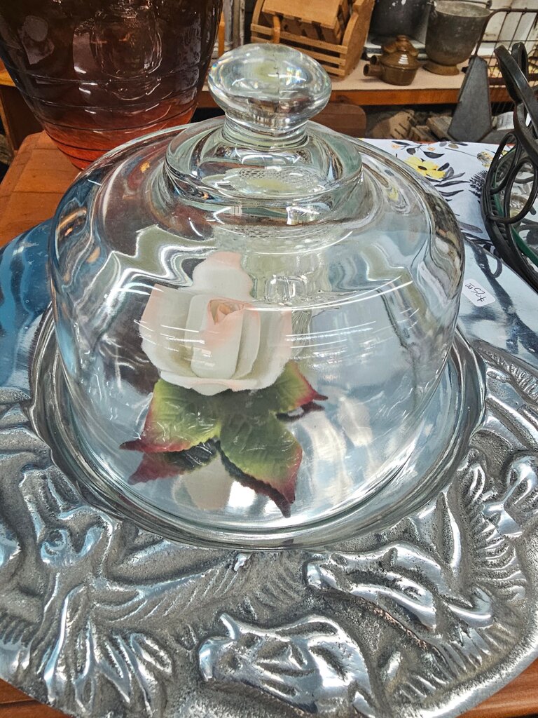 Vintage Clear Glass Dome/ Knob Top/ Cheese Cover/Terrarium