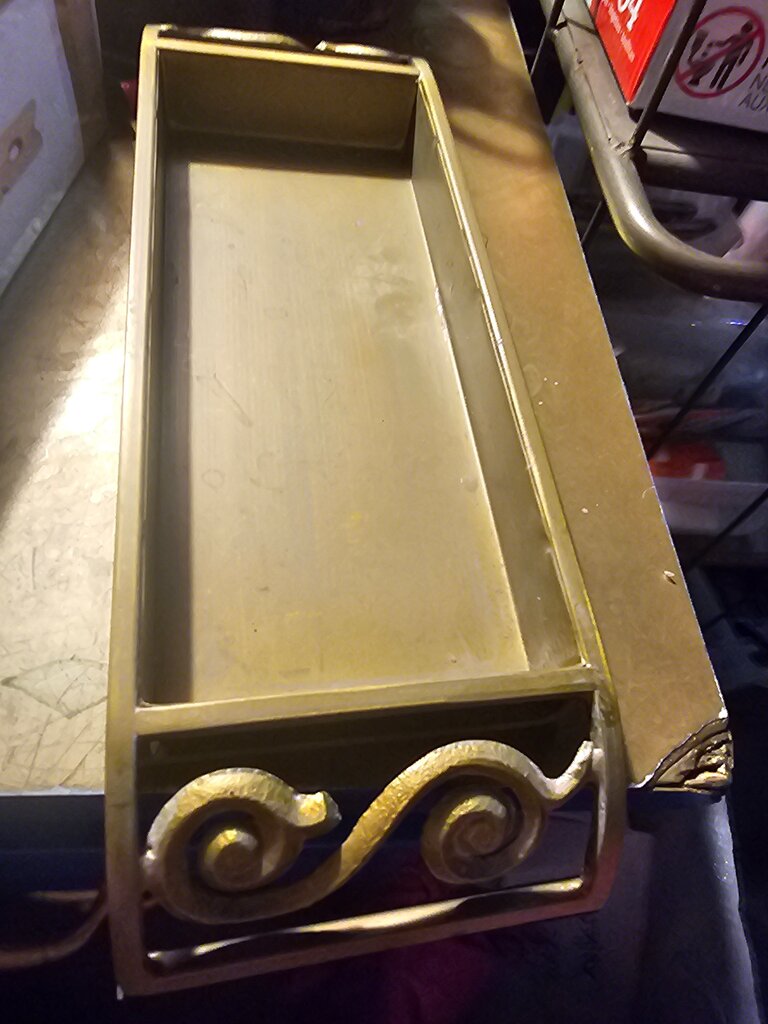 Decorative Gold Candle Tray with Scroll Design