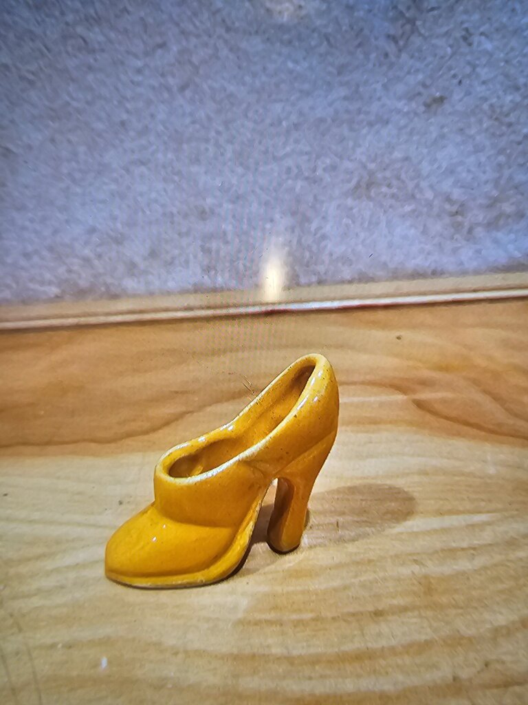Miniature Yellow High Heel Shoe mini planter/container