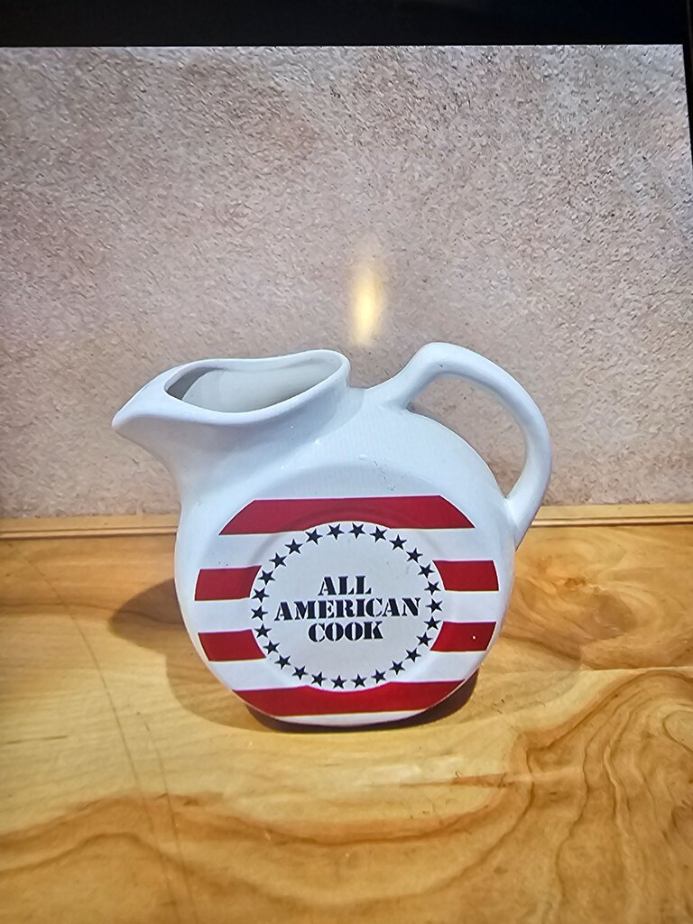 vintage All American Cook Back Yard BBQ Ceramic Water Pitcher 1990s