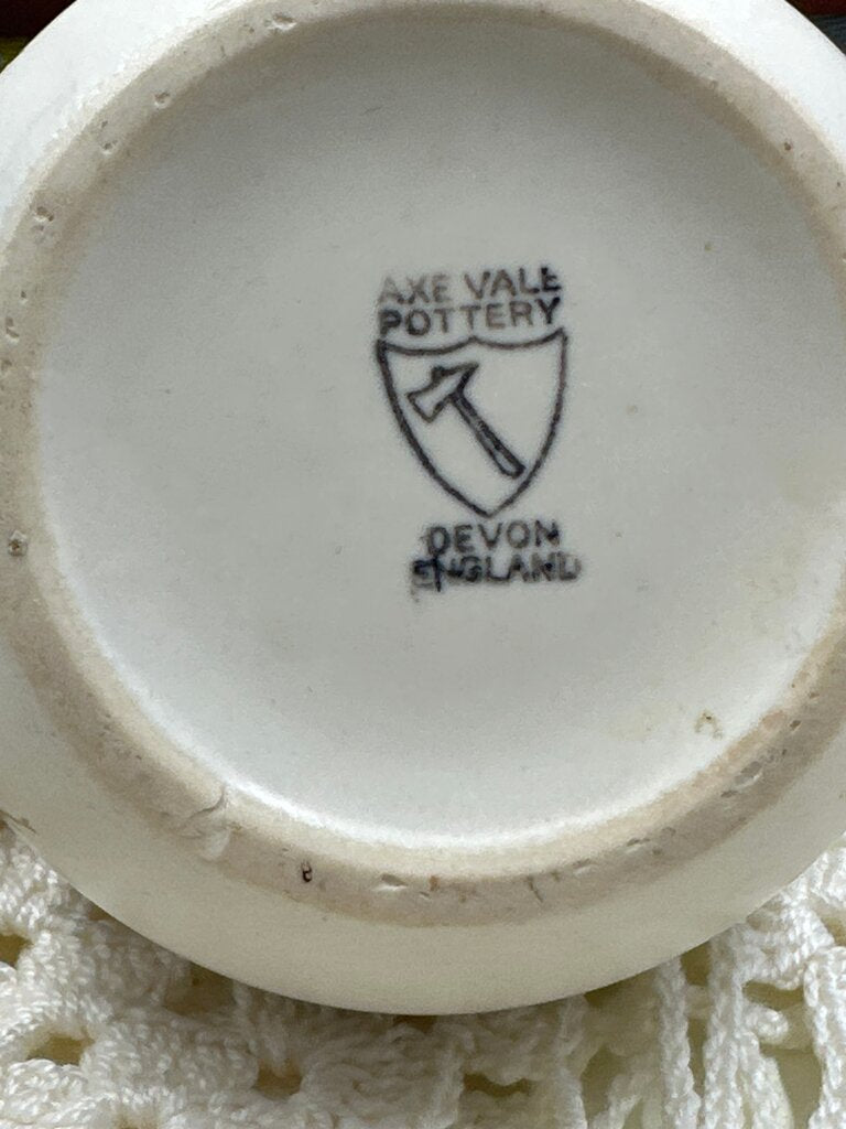 Vintage Axe Vale Pottery Devon Torquay Ware Collection Potpourri Lidded Bowl/Porcelain Jar/ trinket dish/ flower frog