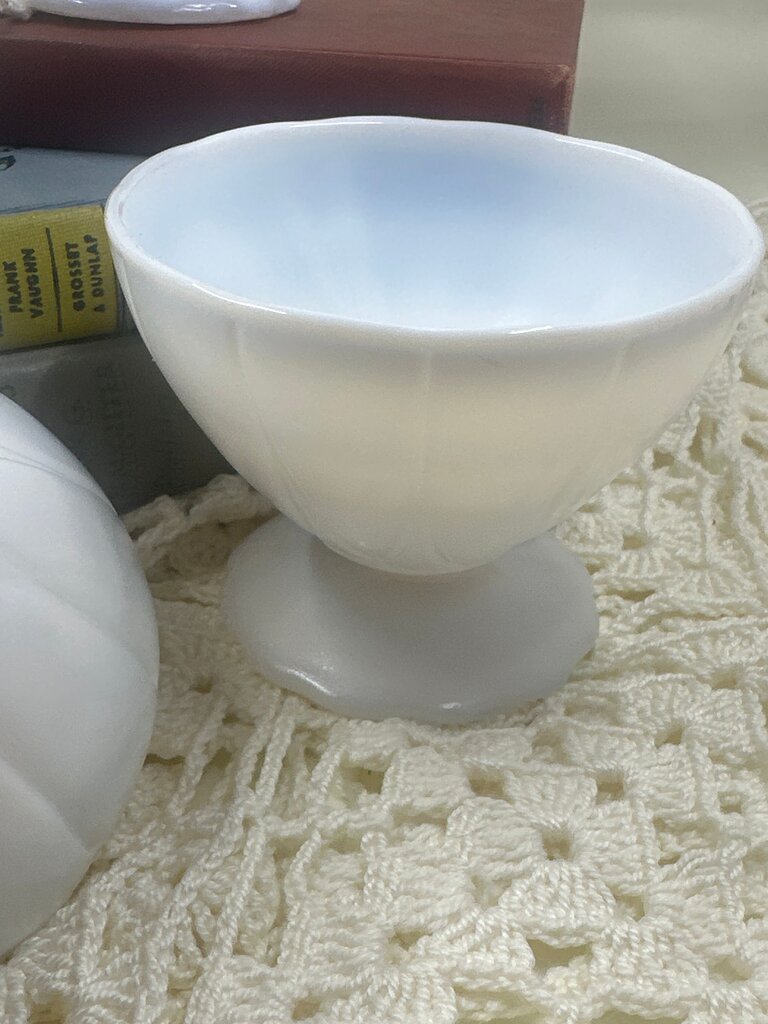 Vintage Milk Glass cup/Goblet Compote Planter Diamond Pattern Pedestal