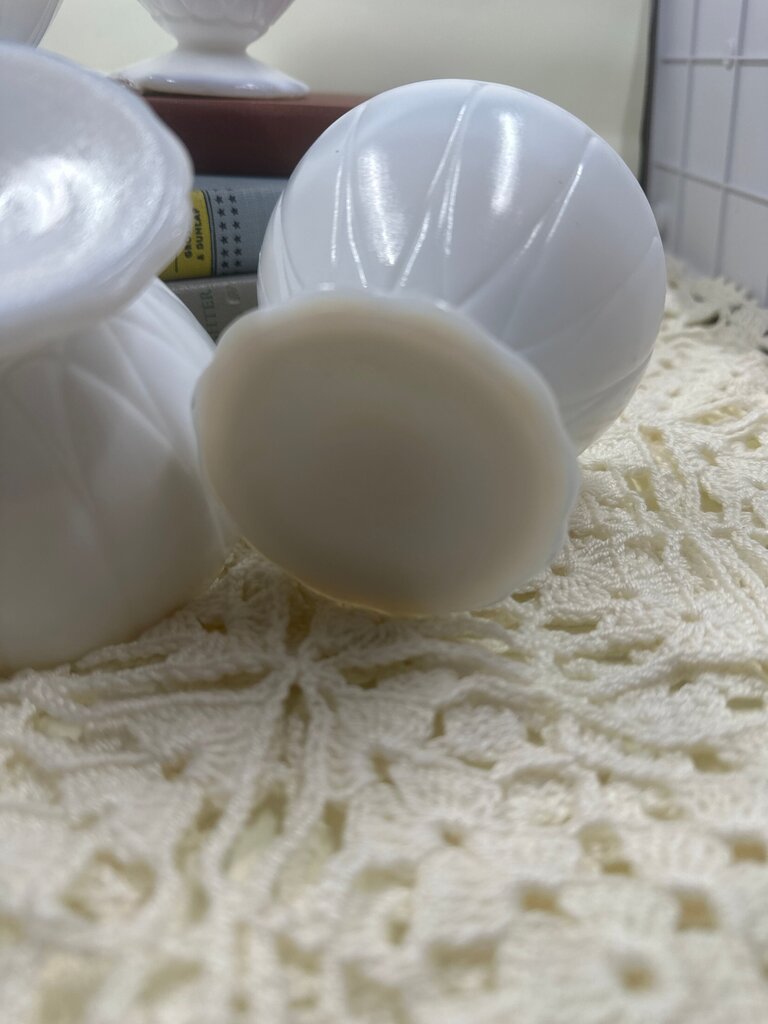 Vintage Milk Glass cup/Goblet Compote Planter Diamond Pattern Pedestal