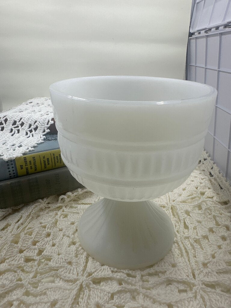 Vintage White Milk Glass pedestal candy dish/Compote Bowl