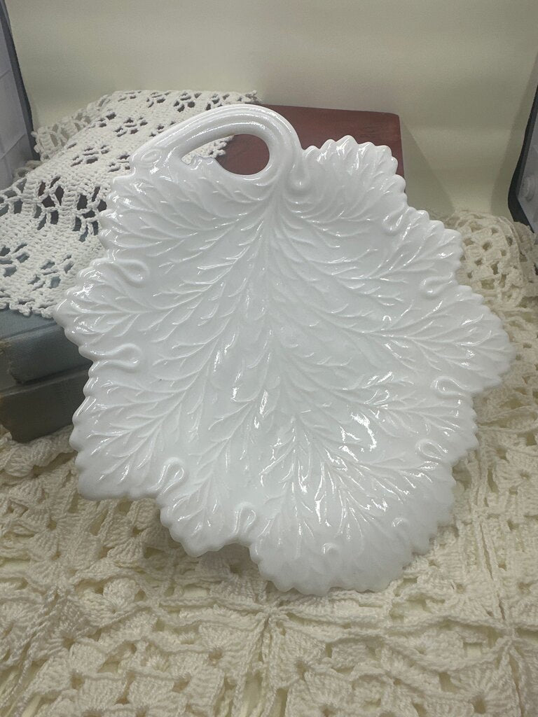 Fenton Milk Glass White Leaf Shaped Dish/ Pin Tray, Victorian Pin Tray, Antique Vanity Tray, Antique Trinket Dish, Wedding Gift, Bridal Gift