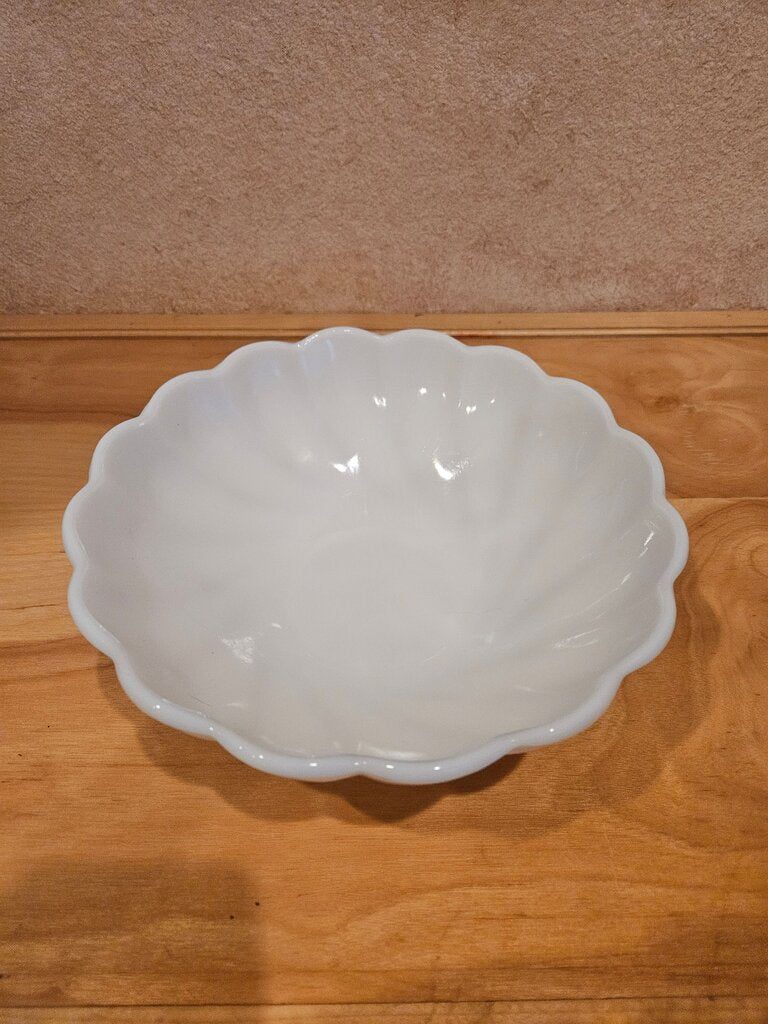 Vintage White Glass Serving Bowl