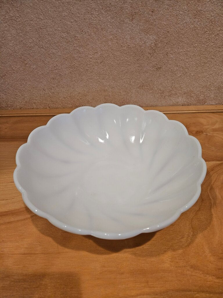 Vintage Hazel Atlas Swirl Milk Glass Bowl