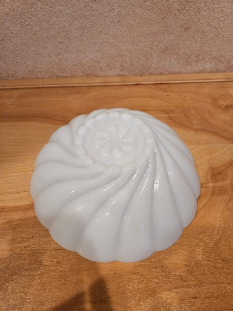 Vintage Hazel Atlas Swirl Milk Glass Bowl