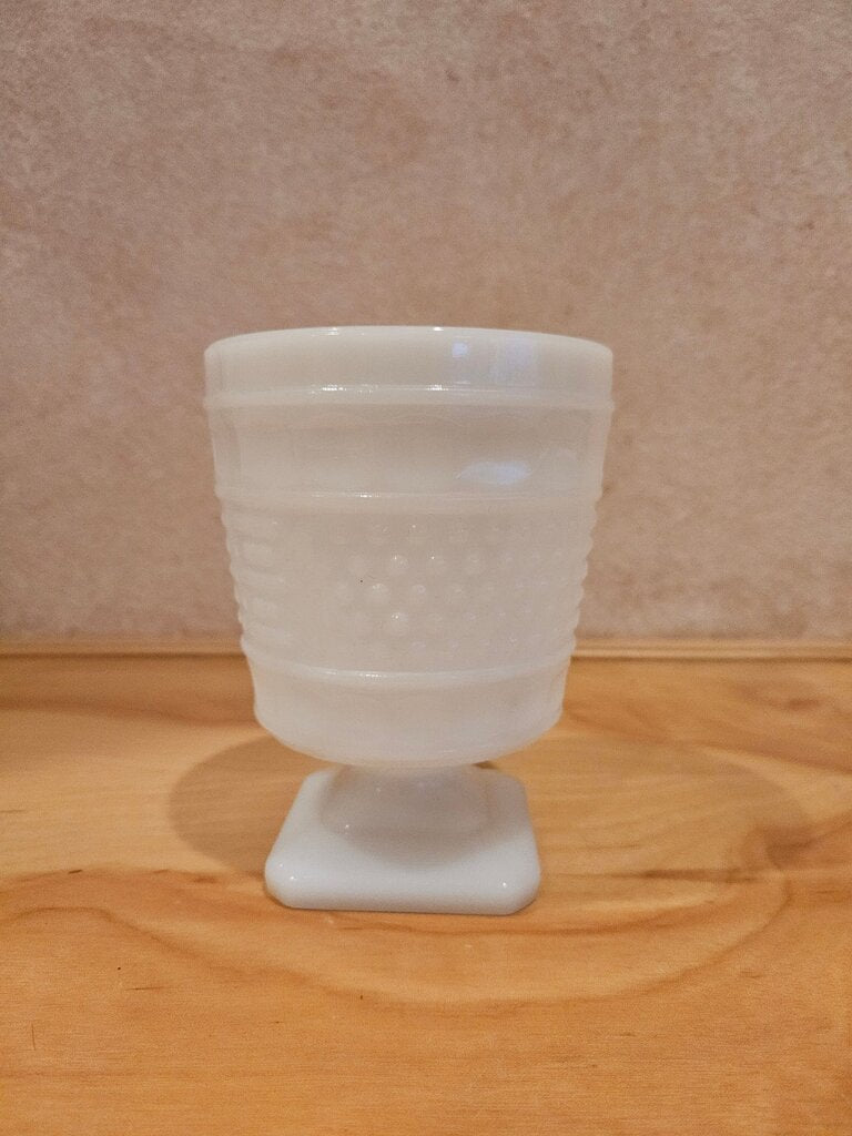 Vintage Footed Ribbed Milk Glass Hobnail candy dish/compote/Vase Planter Napco Traditional White Wedding Mid Century USA 1960s