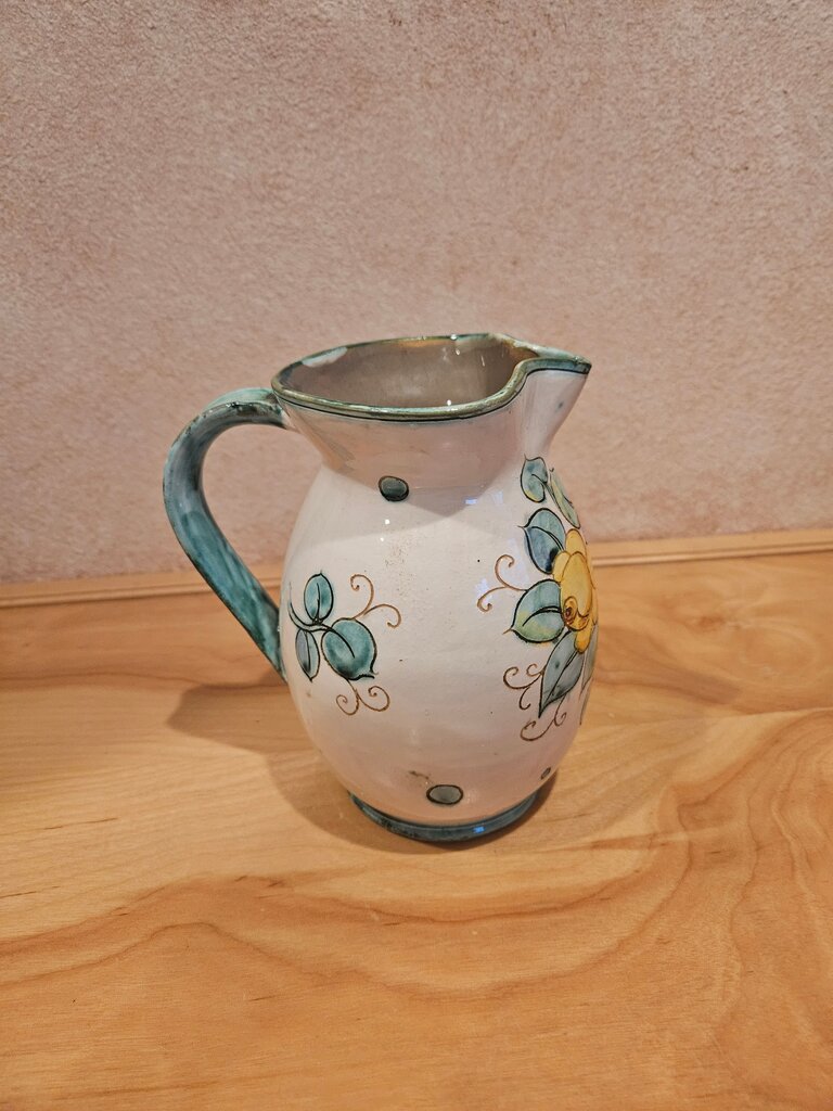 Vintage Made in Italy hand stamped Hand-Painted Ceramic Pitcher