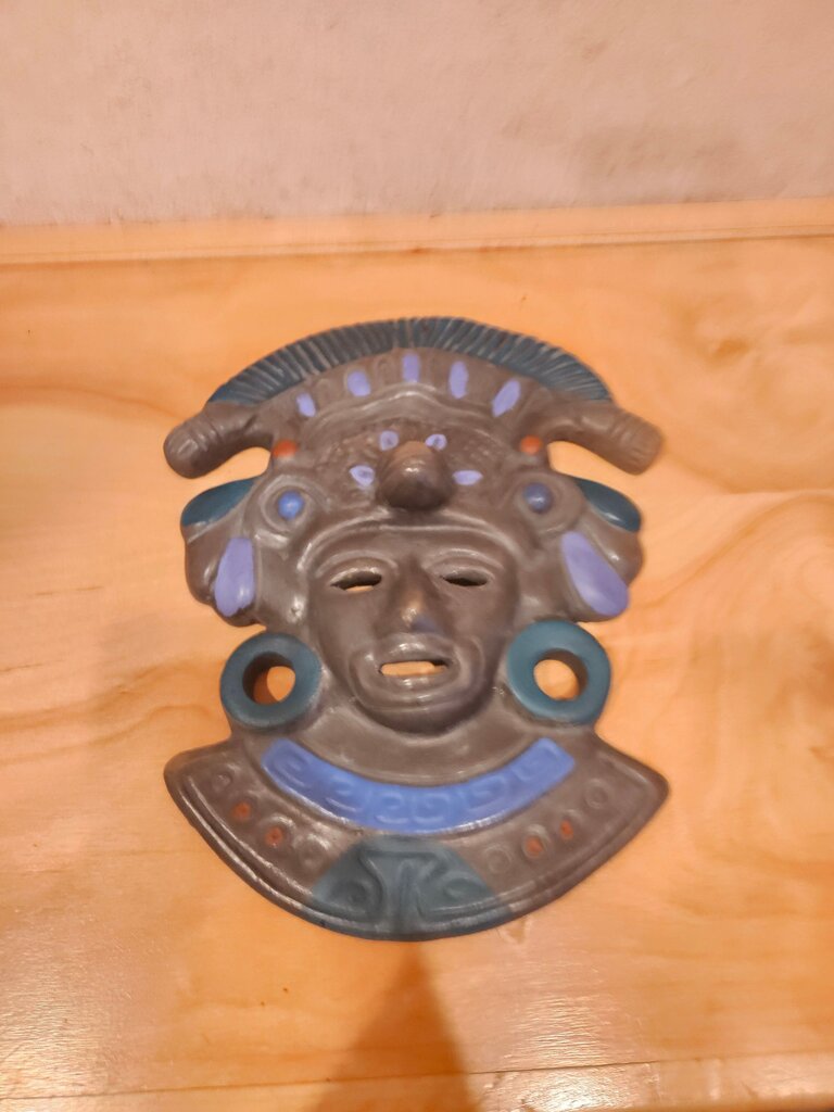 Aztec Mayan Maize Corn God Terra Cotta Clay Mask Mexico Hanging Wall Decor