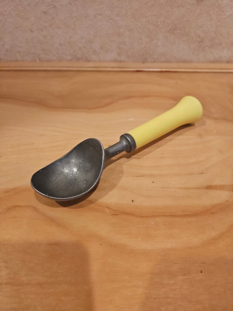 Vintage Metal Ice Cream Scoop with Yellow Handle