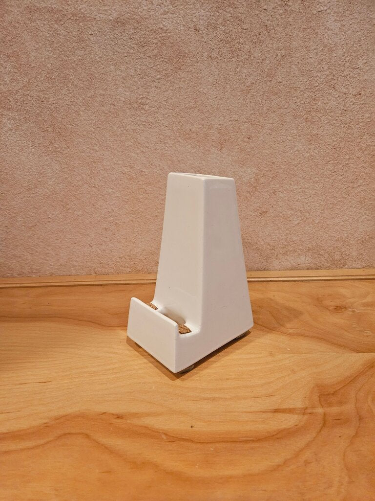 Stak Ceramics Cell Phone Dock Stand Charger Holder Vase Planter, Cream White MCM